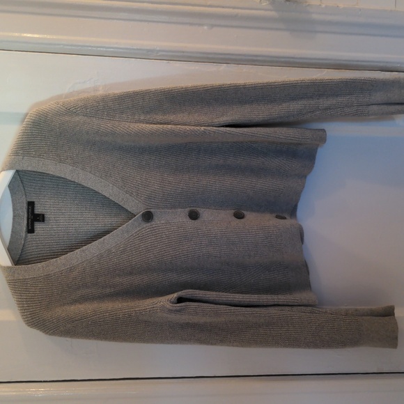New Banana Republic Gray Cardigan Sweater, Ribbed Knit, Sz L,, Warm, Cozy - Picture 1 of 7
